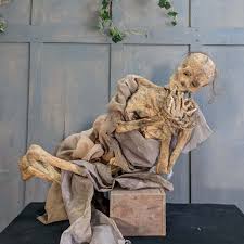 Extremely Realistic Small Bound Movie Prop Skeleton Mounted on a Block (SOLD) - Antique Church Furnishings