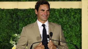 Roger Federer during his emotional International Tennis Hall of Fame induction