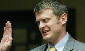 Floyd Landis being sworn in during an arbitration hearing on the doping allegations against him, in May 2007. Photograph: Reed Saxon/AP - Floyd-Landis-006