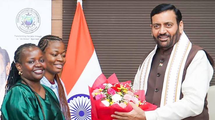 Haryana CM Nayab Singh Saini encourages foreign students to be 'brand ambassadors' of the state to enhance global partnerships.