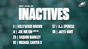 Panthers vs. Eagles Inactives — Philadelphia Eagles