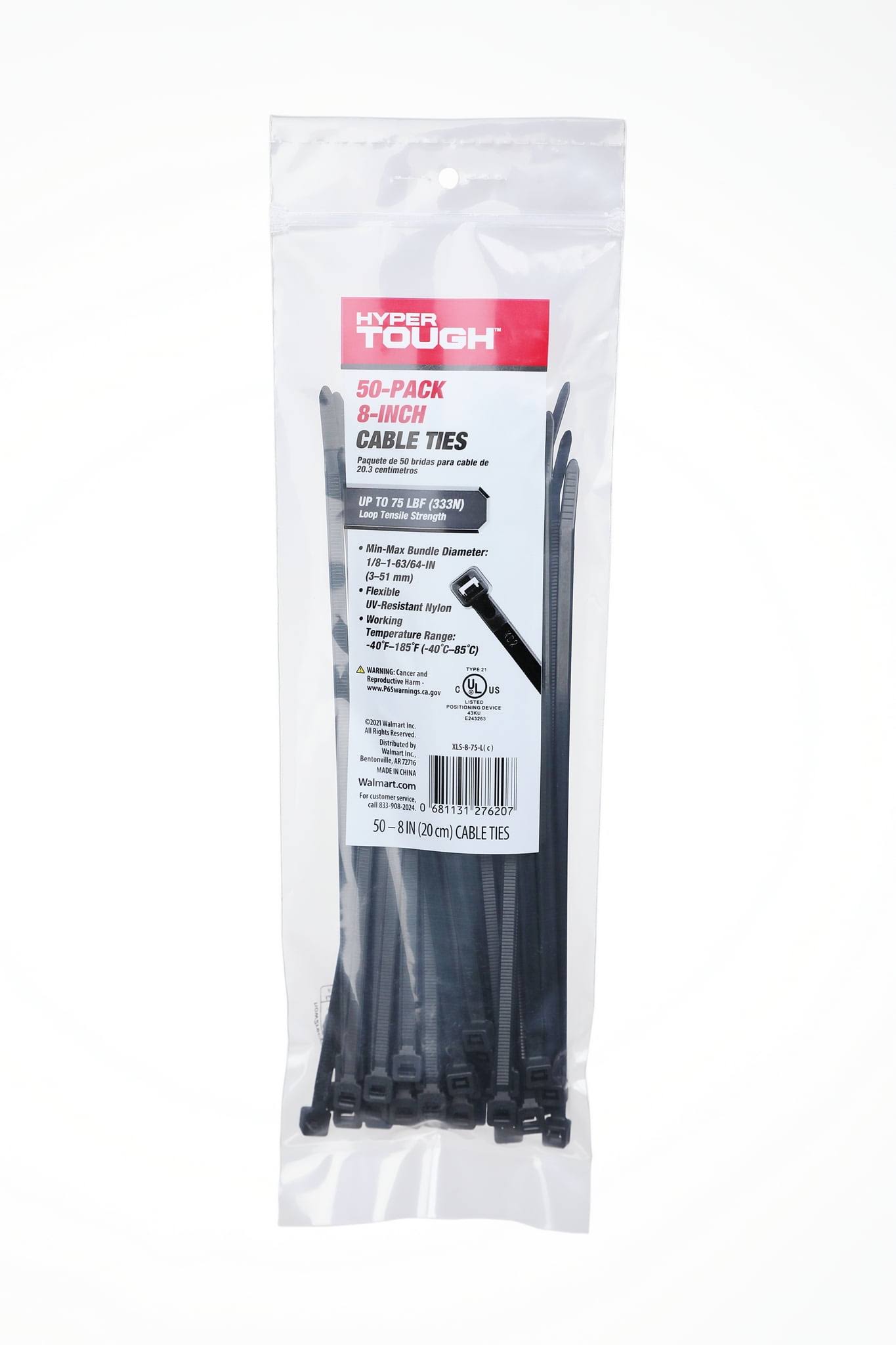 Hyper Tough 8 inch 75lb Cable Ties UV Resistant