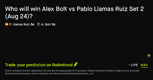 August 25, 2026: Alex Bolt vs Pablo Llamas Ruiz: Set 2 Winner Tennis Prediction Market