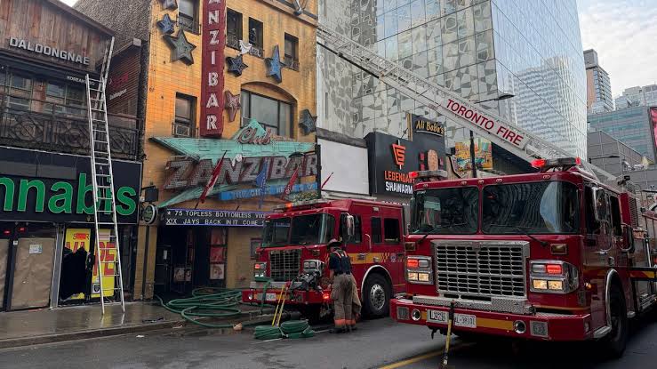 Three-alarm fire at Zanzibar Tavern closes Yonge Street; owner Allen Cooper says there's 'a fair bit of damage' and hopes to reopen 'bigger and better'