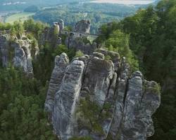 Mountain ranges in Germany , Saxon Switzerland National Park Germany with rock formations 