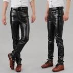 Mens skinny leather pants