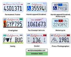 Image of different types of California truck license plates
