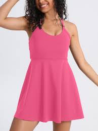 Keeper Cross-Back Tennis Dress with Built-in Shorts