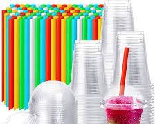 Image of colorful smoothies in clear PET cups