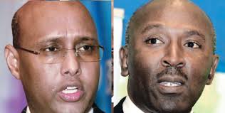 Adan Mohamed (left), CEO, Barclays Bank Kenya and Richard Etemesi (right), CEO, Standard Chartered Bank. Nation Media Group. By Michael Omondi - banks