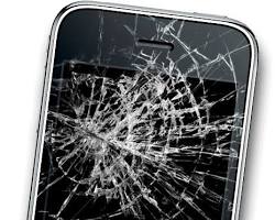 Image of phone with a spiderweb crack on the screen