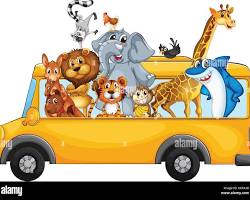 Image of school bus full of animals