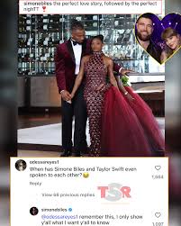#ClapbackSeason: “Remember this!”😮‍💨 #SimoneBiles had time to address commenters under her post following her and #JonathanOwens attendance of #TaylorSwift and #TravisKelce’s wedding. 📸:@sonejr @gettyimages (SWIPE)✍🏾:#TSRStaffJR
