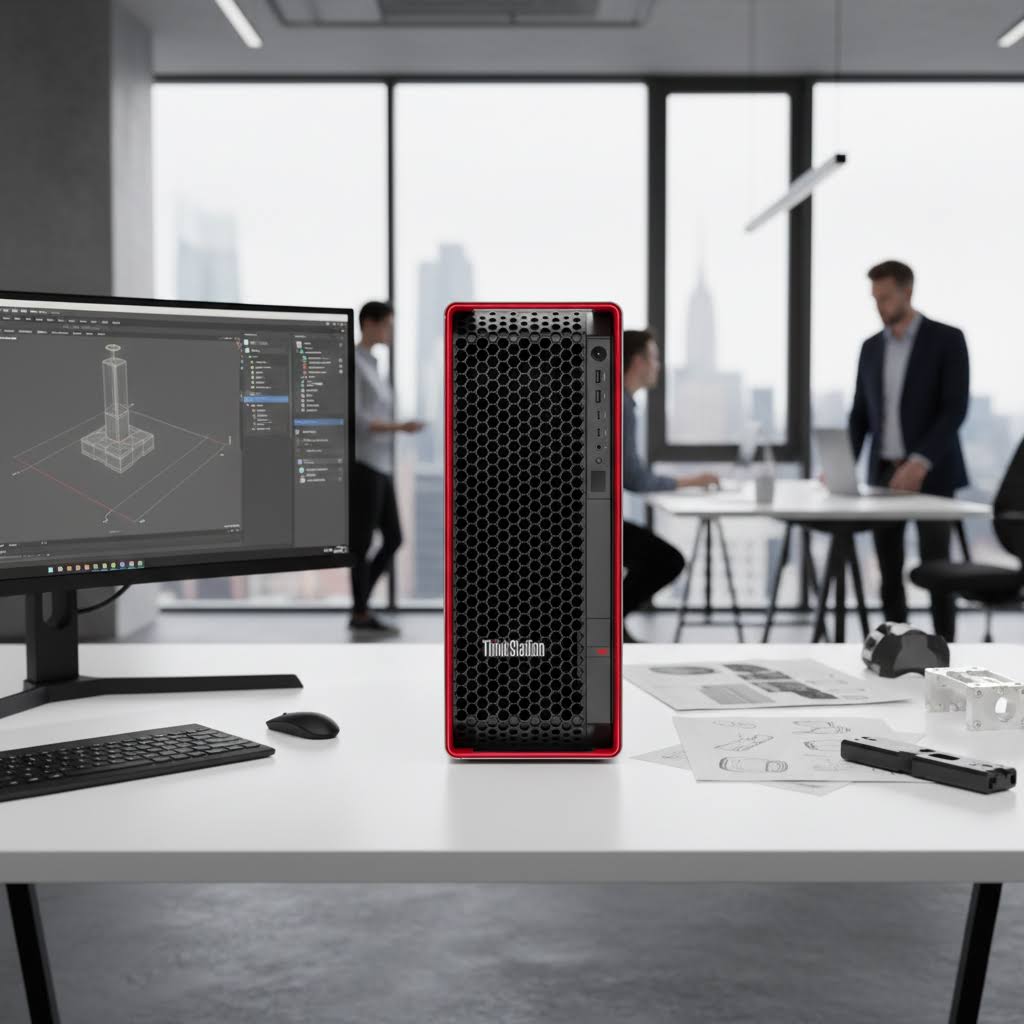 Lenovo ThinkStation P8 AMD Ryzen Threadripper PRO 9945WX Prozessor 4,70 GHz bis zu 5,40 GHz, Windows 11 Pro 64, 512 GB SSD M.2 2280 PCIe 4.0 Performance TLC Opal