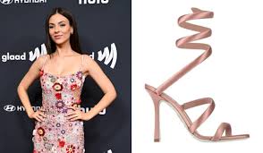 Victoria Justice Pairs René Caovilla Cleo Sandal With Beaded Rachel Gilbert Gown for the 2025 GLAAD Awards