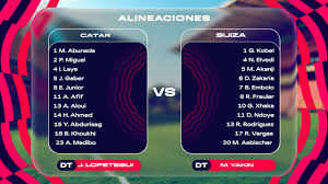 Alineaciones del Catar vs. Suiza en el inicio de actividades del Grupo B