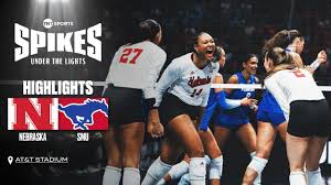 Nebraska volleyball players celebrate during the 2026 season