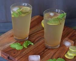 Image of Shikanji in a glass with ice and mint
