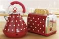 Red polka dot kettle and toaster