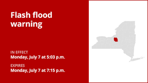 Update: Flash flood warning active for Onondaga County Monday evening due to thunderstorms