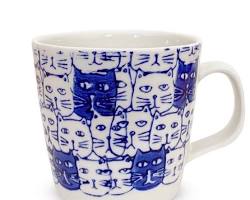 マグカップ｜波佐見焼｜ねこ柄｜ブルーの画像