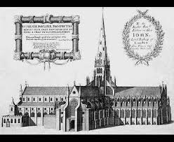 Old St Paul&#39;s Cathedral, prior to its destruction in the Fire of London in 1666, was the largest church in Britain, and the third largest in Europe. - OldStPauls02
