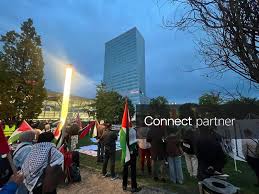 Licensable picture: Protesters demonstrate against Israel ahead of Austria-Israel match in Linz