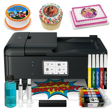 Edible Cake Topper Wireless Printer with Sugar Frosting Sheets Edible Markers Edible Ink Cartridges Plus Cleaning Kit