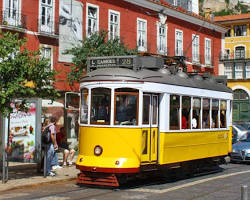 tram ride in Lisbon, Portugal