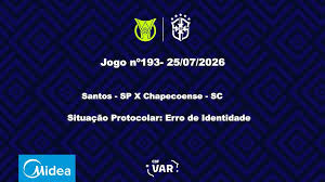 Análise do VAR: Santos (SP) X Chapecoense (SC) - 20ª Rodada do Brasileirão Série A 2026 - 25/07/2026