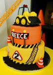 DIGGER CAKE! Diagonal Stripe Surprise Inside Construction Cake