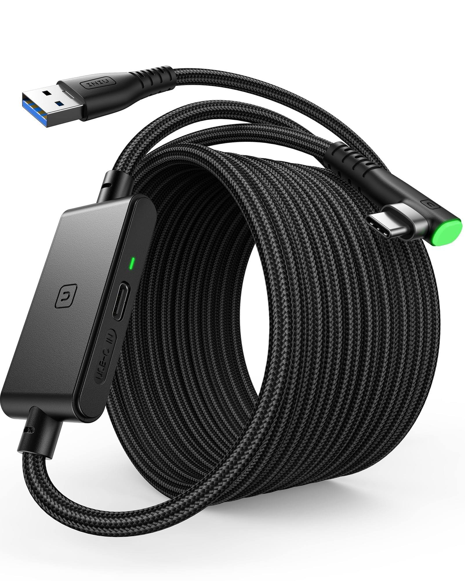 DI401 VR Link Cable 16FT USB-A to C VR Cable with Charging Port