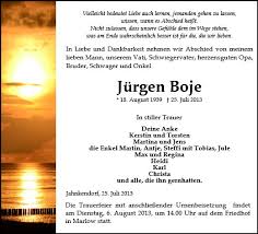 Anzeige für Jürgen Hans Ernst Boje