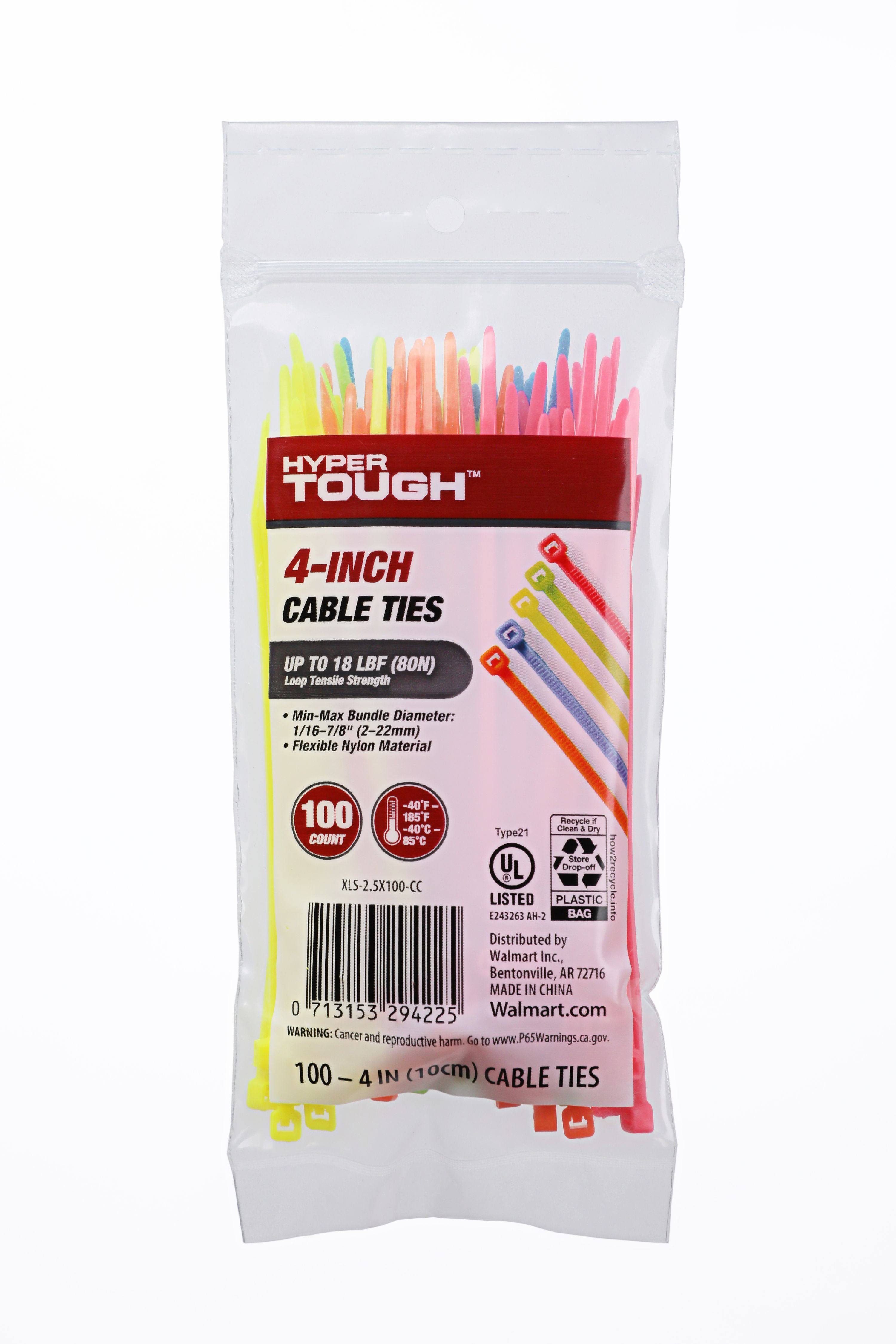 Hyper Tough 4 inch Cable Tie Mult-Color 100Pcs