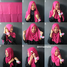 Hasil gambar untuk cara memakai kerudung segi empat