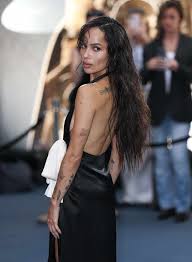 Zoë Kravitz's Completely Backless LBD Has an Unusual Pussybow and Hip-High Slit