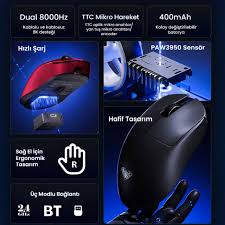 Aula SC900 Max PAW3950 Sensör 30000 DPI 8000Hz Kablolu ve ...