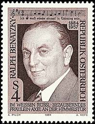 Geburtstag von Ralph Benatzky#. Sonderpostmarke. Das Markenbild zeigt ein Porträt des Komponisten Rudolf Josef Franz Benatzky, der später seinen Vornamen in ... - RedakII_840605b_1