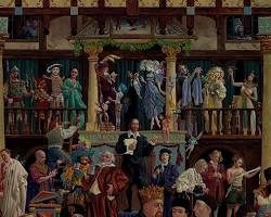 All the world's a stage Shakespeare seven ages of man 16th century illustration, AI generated