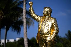 A golden statue of Trump draws mixed reactions at his golf course