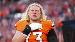 Broncos offensive lineman Frank Crum catches his first career pass, for a touchdown