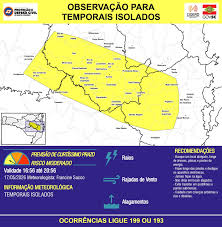 OBSERVAÇÃO - 17/05 16:56 - TEMPORAIS ISOLADOS com RAIOS, RAJADAS DE VENTO e ALAGAMENTOS pontuais nas próximas 4 horas.