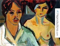 Ernst Ludwig Kirchner ID : 20373 - self-portrait-with-model-by-ernst-ludwig-kirchner