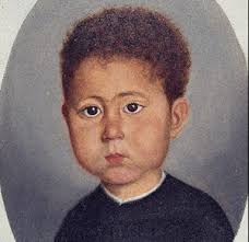 Hermenegildo Bustos, Retrato del niño Pablo Aranda, 1887. Óleo/lámina, 21.5 x 17 cm. - retratoPablo_Aranda