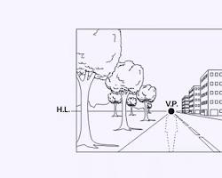 visual perspective in art vanishing point linear perspective drawing, AI generated