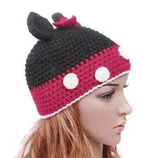 Minnie/Mickey Mouse Knitted Wool Cap. Minnie Mouse Hat Other Side - minnie_mickey_mouse_knitted_wool_cap_a3a16e92