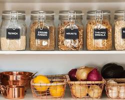 Image of pantry shelf with these staples