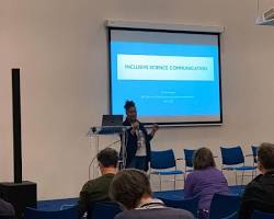 Image of Science communicator giving a presentation