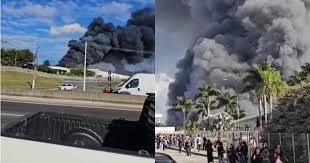 VÍDEO - Incêndio de grandes proporções atinge empresa às margens da rodovia Antônio Heil