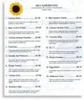 Sunflower cafe menu